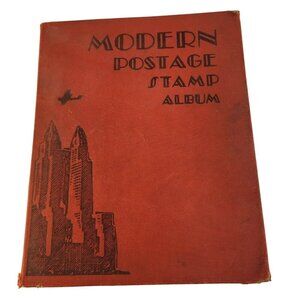 Vintage 1950 Modern Postage Stamp Album By Scott Publications With Mixed Stamps